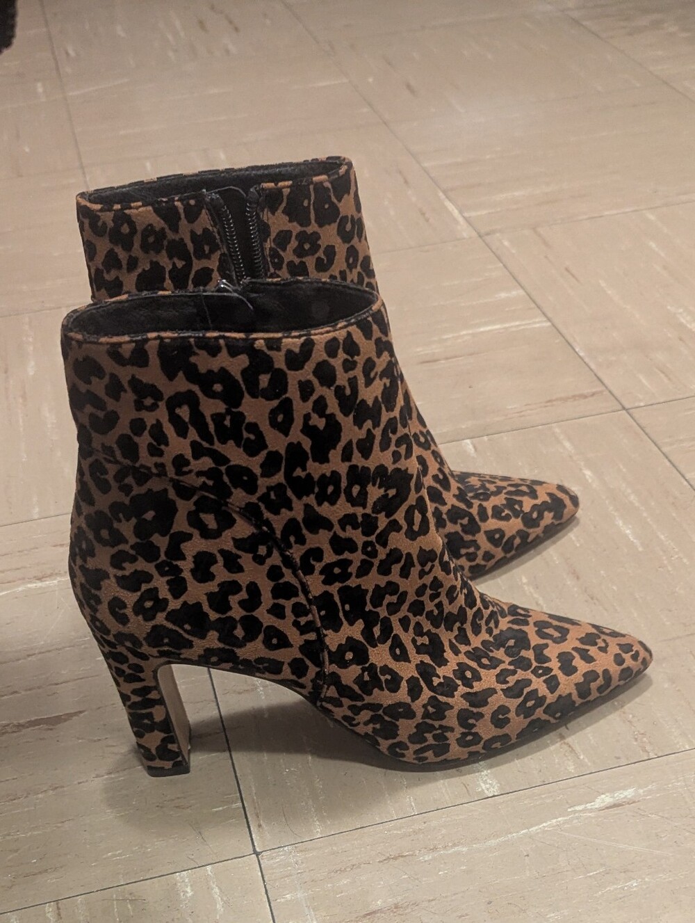 Steven by Steve Madden Leopard Print Pointed Toe Ankle Boots - Brown/Black